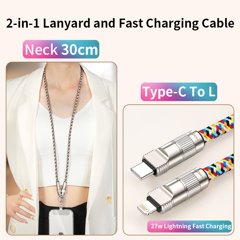 สายคล้องคอแบบหลากสี Type-C ถึง L