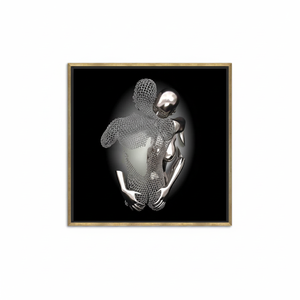 Printed <b>Canvas</b> Artwork: Modern Love Heart Decor - Silver Couple,GOLD <b>FRAMED</b> <b>CANVAS</b> - Product Image 2