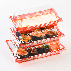Fabrika özel kırmızı suşi kutusu geri dönüşümlü Blister ambalaj restoran gıda teslimat tek kullanımlık suşi kabı kapaklı - Product Image 2