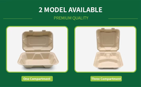 100% Assiettes en papier compostables Assiettes jetables à 3 compartiments Qualité robuste, Assiette à bagasse naturelle
