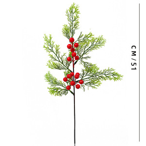 Ramas de pino artificiales fáciles de conseguir con bayas rojas y conos, decoraciones navideñas para uso en interiores y exteriores, juego de 8 piezas. - Product Image 4