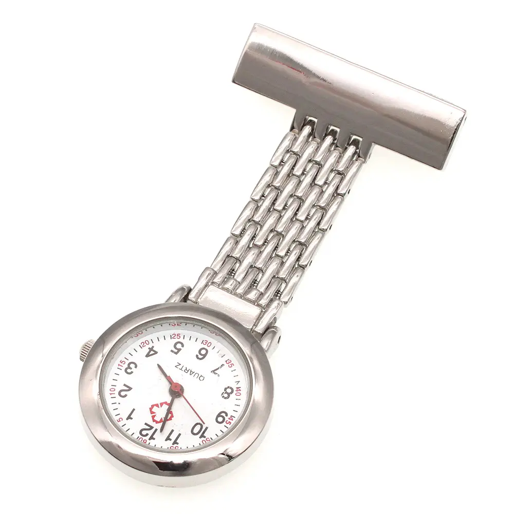 Wholesale Custom Stainless Steel Silver Nurse Doctor Brooch Watch Fob Pocket Pin Analog Pendant Metal Watches