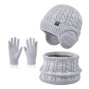 <span class=keywords><strong>Ensemble</strong></span> de gants d'hiver pour enfants en extérieur épais et chaud doublé de polaire et coupe-vent pour la protection des oreilles des garçons et des filles. - Product Image 6