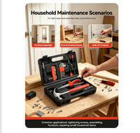 Kit d'outils à main rouge durable de 24 pièces pour la maison, avec mallette de transport rigide, idéal pour le bricolage, la réparation et l'assemblage de meubles