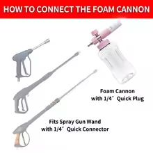 Pistola de lanza de espuma para nieve de 1L púrpura, lavadora a presión eléctrica portátil, Cañón de espuma transparente para el cuidado del coche, lavado de coches - Product Image 6