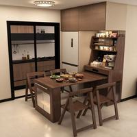 Meuble de rangement multifonctionnel en bois sur mesure pour la maison, étagère organisatrice de café, table à manger escamotable et dissimulée pour petits espaces