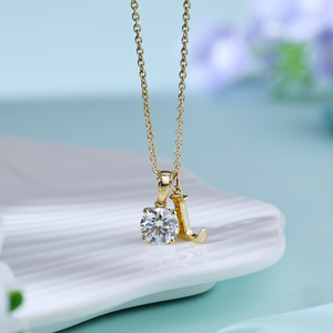 Custom 18K <b>Solid</b> Gold Letter Pendant <b>Necklace</b> 1 Carat IGI Certified Lab Grown Diamond Pendant Link Chain Wedding Luxury Jewelry - Product Image 5