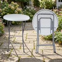 Offre Spéciale : Ensemble Table et Chaises Pliables en Métal Coulé et Plastique HDPE pour Extérieur, Design Artisanat, Table Haute pour Terrasses, Hôtels, Villas et Entrées