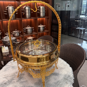 ゴールデンキーモダン9Lステンレス鋼チャフィング皿セットガス蝶吊りストーブ温温保持装置 - Product Image 2