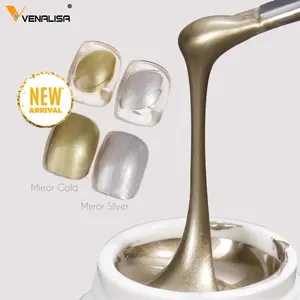 Gel Base de uñas para salón de manicura, barniz de uñas con acabado metalizado, espejo superbrillante, platino, Base de oro y plata de 5g, para tallado 3D