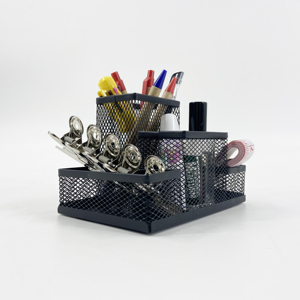 Table Top <strong>Lovely</strong> Sleeve Big Flat Vertical Elegant Attachable Desk Organizer Metal Mesh Pen <strong>Holder</strong> - Product Image 1