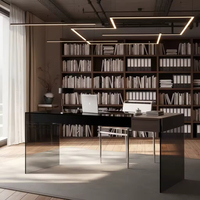 Bureau d'étude moderne pour la maison, table de lecture en verre pour le bureau à domicile, mobilier de bureau contemporain