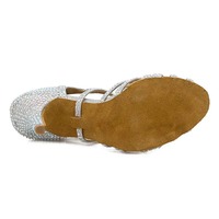 Chaussures de danse latine pour femmes Salsa, chaussures de danse de salon, tango, cha cha, talons de danse swing, chaussures à talons ornées de strass, sandales