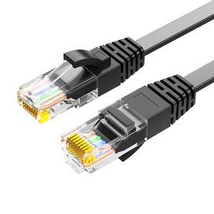 Cat6 フラットRJ45 1m 2m 3m 5m パッチコード 裸銅線 32AWG UTP LANネットワークケーブル 8P8C 4ペア RoHS ブラック イーサネットケーブル - Product Image 1
