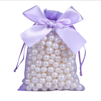 Sac cadeau en organza personnalisé avec nœud en ruban et cordon de serrage pour cosmétiques et bijoux, estampage à chaud, présentation élégante