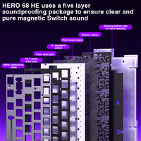 Clavier de jeu filaire AULA HERO 68HE à interrupteurs magnétiques mécaniques, RGB, remplaçable à chaud, déclenchement rapide, retour 8K, pour joueurs d'e-sport