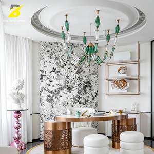 <span class=keywords><strong>Plafonnier</strong></span> LED Bang Sheng Lighting en tube <span class=keywords><strong>de</strong></span> verre côtelé - Décoration contemporaine émeraude <span class=keywords><strong>pour</strong></span> bureau et suite d'hôtel - Product Image 5