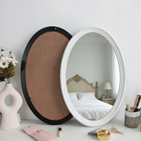 Miroir mural décoratif ovale classique de luxe, cadre rétro, noir et blanc, pour salon, chambre à coucher