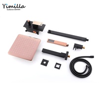 Robinet de douche encastré fabriqué noir et or rose avec pommeau de douche de 10 pouces et 3 fonctions