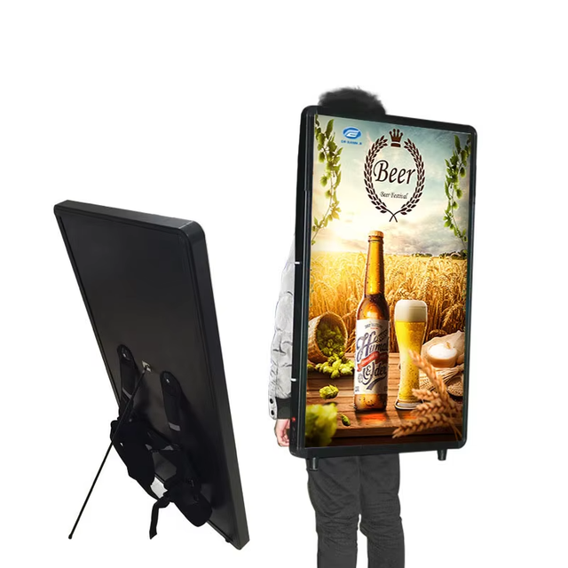 Factory Wholesale High Quality Light Box Battery Operated Walking Billboard Portable LED LCD Pattern Anti-Theft ABS Backpack