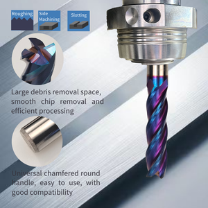 HRC65 Flat <strong>End</strong> <strong>Mill</strong> 1/2 Inches 4F Sharp &amp; Wear-resistant Blue Nano Tungsten Solid <strong>Carbide</strong> Square <strong>End</strong> Milling Cutter Milling Tool - Product Image 4