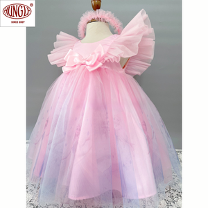 Venta al por mayor vestido de princesa unicornio para niños vestido de fiesta formal de manga corta con Cuello redondo en encantadoras decoraciones de unicornio - Product Image 4