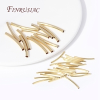 Lot 50pcs 18K Plaqué Or Métal Lisse Incurvé Tube Perles À La Main Faire DIY Accessoires En Gros Creux Tube Perles Entretoises