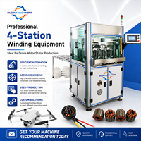 Machine automatique de bobinage de moteurs CC sans balais pour drones UAV, avec commande CNC pour rotors externes, quatre stations, état neuf