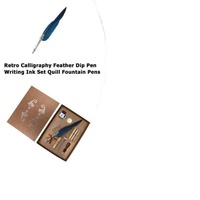 Ensemble de plumes rétro avec 5 pointes d'encre, décoration de bureau vintage pour la calligraphie, coffret cadeau pour mariage ou Noël