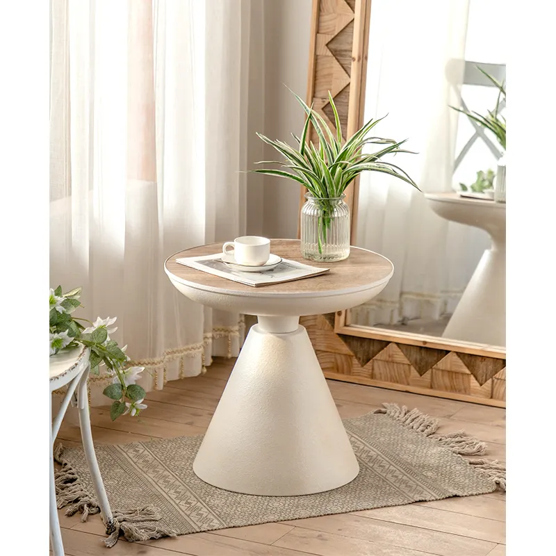 Nordic Solid Wood Round End Table Small Apartment Home Dining Table Living Room Simple White Coffee Table