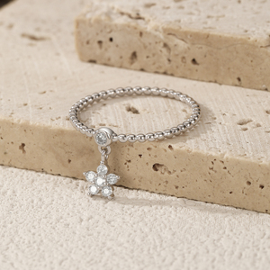 925 Sterling <b>Silver</b> Rhodium Plated Prong <b>Set</b> Trendy Cute Beads Delicate Charming Moissanite Stars Pendant <b>Rings</b> for Women Fine - Product Image 5