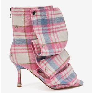 Nouvelles sandales chaussettes à talons hauts style euro-américain 2026, à bout ouvert, en microfibre colorée avec bord festonné tendance - Product Image 3