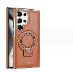 Business PU Leather Magnetic Phone Case With Ring <b>Stand</b> for Samsung S23 S24 S25 Ultra Plus <b>Wireless</b> <b>Charging</b> Shockproof Cover - Product Image 1