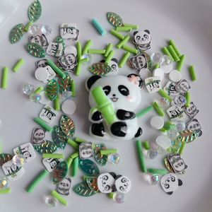 Panda arrose tranches d'argile molle perles 500g bricolage artisanat Slime breloques, coque de téléphone déco, décoration de faux gâteau, Nail Art - Product Image 3