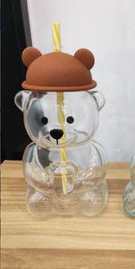 Hot-Selling Customized Brand Logo Teddy Bear Shape Silicone Cup <strong>Straw</strong> Reusable Eco-Friendly Anti-Slip Cold <strong>Drink</strong> Coffee Mug <strong>Hat</strong> - Product Image 2