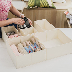 Caixa Organizadora de Roupas em Tecido Compartimentada com Design Estilo Gaveta, Lavável, Sem Tampa, Dobrável para Meias, Roupas Íntimas e Sutiãs - Product Image 4