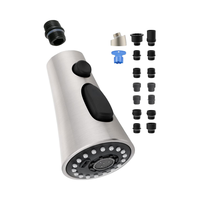 Adaptateur universel 15 Kit de remplacement de tête de robinet de cuisine Robinet d'évier à 3 fonctions en nickel brossé compatible américain