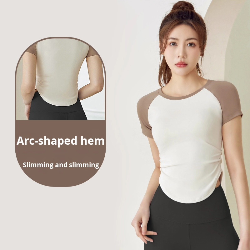 QUFENG New Women's Yoga Wear Breathable Fitness & Running Tops Tight-Fitting Short-Sleeved Sports Apparel in Plus Sizes