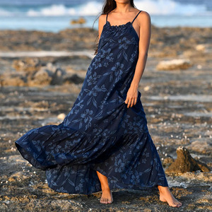 เดรสยาวลายโบฮีเมียนฤดูร้อนใหม่ แต่งระบาย ผ้าลินินคอตตอนเนื้อนุ่ม สไตล์ฮาวาย แบบสั่งตัดได้ - Product Image 1