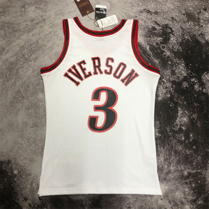 Presse à chaud personnalisée en gros, style rétro <span class=keywords><strong>76ers</strong></span> # <span class=keywords><strong>Maillot</strong></span> de basket sans manches 398 Season noir et blanc en maille poly unisexe adulte 2026 transfrontalier - Product Image 2