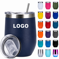 Mug à café isotherme en acier inoxydable à double paroi de 12 oz, forme d'œuf, gobelet à vin, tasse de voyage avec couvercle pour le camping