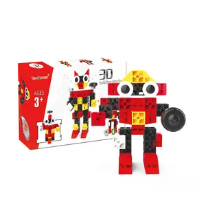 2020 New Creative Educational Kid Toys Colors Plastic DIY Construction Robot 3D Building Blocks Set