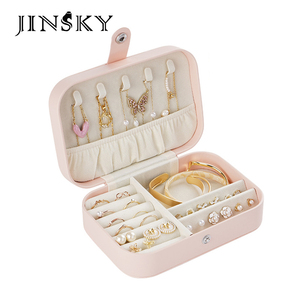 PU Leather Double Layer Jewelry Box Portable <b>Storage</b> Case for Earrings & <b>Rings</b> Travel Organizer Pouch - Product Image 1