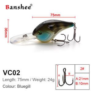 XinV Best Seller Crankbait VC02 <span class=keywords><strong>Golden</strong></span> Tiger Bluegill Long Casting Deep plongeurs 3D <span class=keywords><strong>Eyes</strong></span> Wobblers Factory vente en gros leurre de pêche - Product Image 2