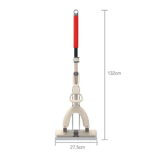 Jesun伸缩长柄自挤压海绵拖把: 厨房浴室瓷砖用高吸水地板海绵拖把