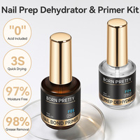 BORN PRETTY PRO Déshydrateur de préparation des ongles 3S à séchage à l'air libre et PH Balancing Ultra Bonder Nail Primer 15ml pour salon de coiffure