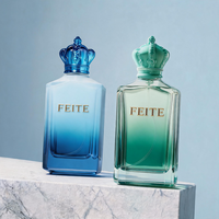 Flacon de parfum en verre de luxe personnalisé avec logo, 100 ml, vide, transparent, avec bouchon à vis coloré