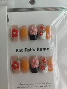 FATFAT - Juego <span class=keywords><strong>de</strong></span> 10 <span class=keywords><strong>Uñas</strong></span> Acrílicas con Punta Francesa en Forma <span class=keywords><strong>de</strong></span> Almendra, Diseño 3D <span class=keywords><strong>de</strong></span> Flores, Color Rosa y Blanco, Cobertura Total, Reutilizables, Pre-Diseñadas para Mujeres y <span class=keywords><strong>Niñas</strong></span> - Product Image 2