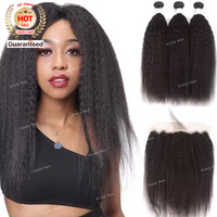 Extensions de cheveux humains 100% naturels brésiliens, lisses et crépus, mèches de cheveux humains Remy, trames de cheveux humains, cheveux humains lisses Yaki