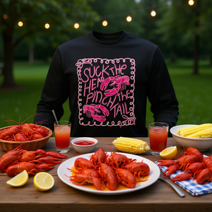 Maglietta a maniche lunghe Suck The Head Pinch The Tail Crawfish Seafood Eating Outfit - Product Image 2